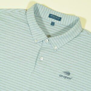 Peter Millar US Open Tennis Polo Shirt Mens 2XL Blue Grey Crown Crafted Jersey